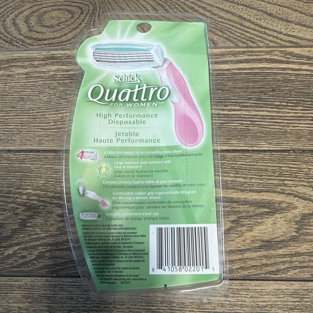 VTG 2006 SCHICK QUATTRO ALOE & VITAMIN E WOMEN'S DISPOSABLE RAZORS 3 PACK
